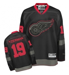 Men's Reebok Detroit Red Wings #19 Steve Yzerman Authentic Black Ice NHL Jersey