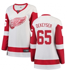 Women's Detroit Red Wings #65 Danny DeKeyser Authentic White Away Fanatics Branded Breakaway NHL Jersey