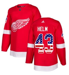 Men's Adidas Detroit Red Wings #43 Darren Helm Authentic Red USA Flag Fashion NHL Jersey