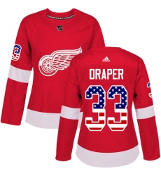 Women's Adidas Detroit Red Wings #33 Kris Draper Authentic Red USA Flag Fashion NHL Jersey