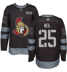 Men's Adidas Ottawa Senators #25 Chris Neil Authentic Black 1917-2017 100th Anniversary NHL Jersey