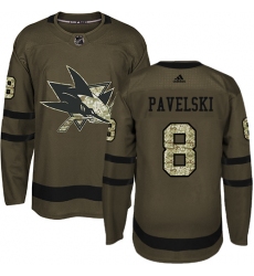 Youth Adidas San Jose Sharks #8 Joe Pavelski Authentic Green Salute to Service NHL Jersey