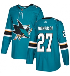 Men's Adidas San Jose Sharks #27 Joonas Donskoi Authentic Teal Green Home NHL Jersey