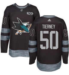 Men's Adidas San Jose Sharks #50 Chris Tierney Authentic Black 1917-2017 100th Anniversary NHL Jersey