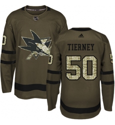 Youth Adidas San Jose Sharks #50 Chris Tierney Premier Green Salute to Service NHL Jersey