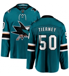 Youth San Jose Sharks #50 Chris Tierney Fanatics Branded Teal Green Home Breakaway NHL Jersey