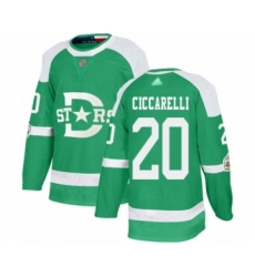 Men's Dallas Stars #20 Dino Ciccarelli Authentic Green 2020 Winter Classic Hockey Jersey