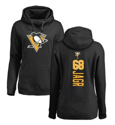 NHL Women's Adidas Pittsburgh Penguins #68 Jaromir Jagr Black Backer Pullover Hoodie