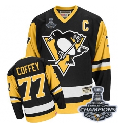 Men's CCM Pittsburgh Penguins #77 Paul Coffey Premier Black Throwback 2017 Stanley Cup Champions NHL Jersey