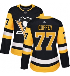 Women's Adidas Pittsburgh Penguins #77 Paul Coffey Authentic Black Home NHL Jersey