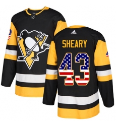 Youth Adidas Pittsburgh Penguins #43 Conor Sheary Authentic Black USA Flag Fashion NHL Jersey