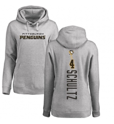 NHL Women's Adidas Pittsburgh Penguins #4 Justin Schultz Ash Backer Pullover Hoodie