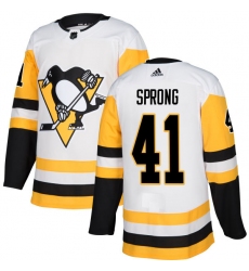 Youth Adidas Pittsburgh Penguins #41 Daniel Sprong Authentic White Away NHL Jersey