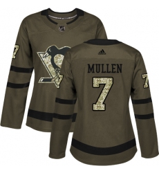 Women's Reebok Pittsburgh Penguins #7 Joe Mullen Authentic Green Salute to Service NHL Jersey