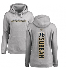 NHL Women's Adidas Nashville Predators #76 P.K Subban Ash Backer Pullover Hoodie