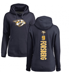 NHL Women's Adidas Nashville Predators #9 Filip Forsberg Navy Blue Backer Pullover Hoodie