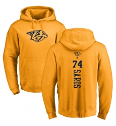 NHL Adidas Nashville Predators #74 Juuse Saros Gold One Color Backer Pullover Hoodie