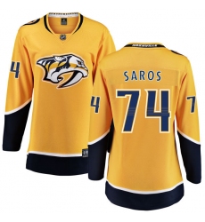 Women's Nashville Predators #74 Juuse Saros Fanatics Branded Gold Home Breakaway NHL Jersey
