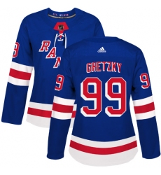 Women's Adidas New York Rangers #99 Wayne Gretzky Authentic Royal Blue Home NHL Jersey
