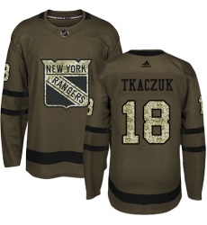 Youth Adidas New York Rangers #18 Walt Tkaczuk Premier Green Salute to Service NHL Jersey