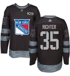 Men's Adidas New York Rangers #35 Mike Richter Authentic Black 1917-2017 100th Anniversary NHL Jersey