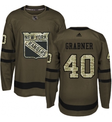 Men's Adidas New York Rangers #40 Michael Grabner Premier Green Salute to Service NHL Jersey