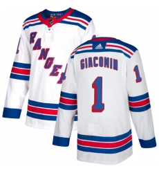 Youth Reebok New York Rangers #1 Eddie Giacomin Authentic White Away NHL Jersey
