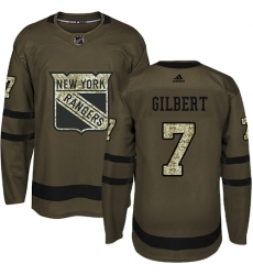 Men's Adidas New York Rangers #7 Rod Gilbert Authentic Green Salute to Service NHL Jersey