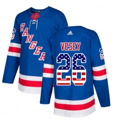 Youth Adidas New York Rangers #26 Jimmy Vesey Authentic Royal Blue USA Flag Fashion NHL Jersey
