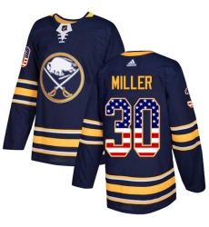 Youth Adidas Buffalo Sabres #30 Ryan Miller Authentic Navy Blue USA Flag Fashion NHL Jersey