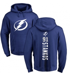 NHL Adidas Tampa Bay Lightning #91 Steven Stamkos Royal Blue Backer Pullover Hoodie