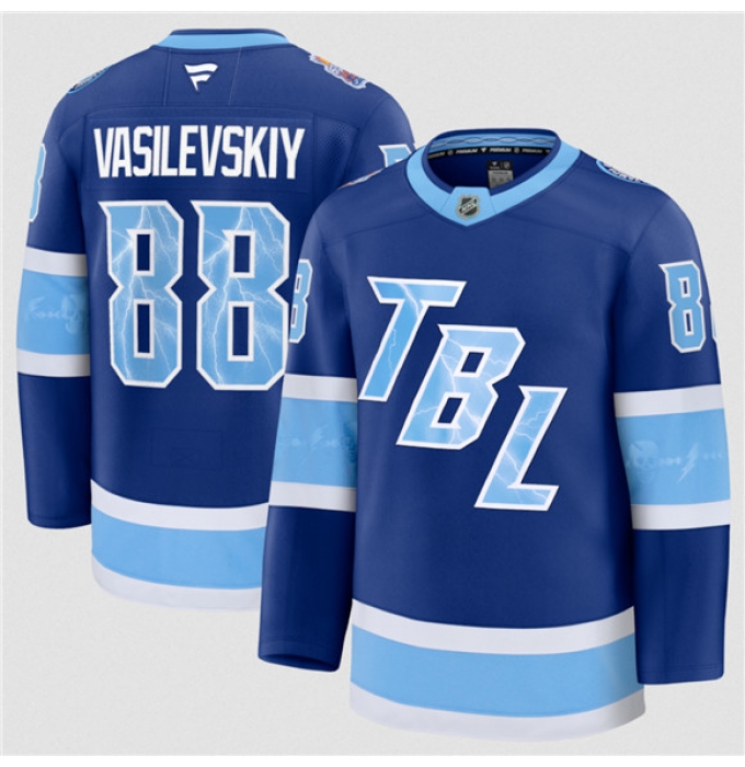 Men's Tampa Bay Lightning #88 Andrei Vasilevskiy Blue 2026 Stadium Series Stitched Jersey