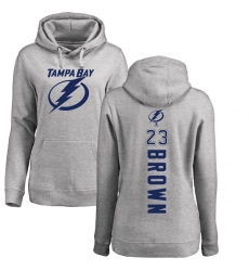NHL Women's Adidas Tampa Bay Lightning #23 J.T. Brown Ash Backer Pullover Hoodie