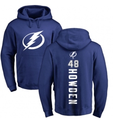 NHL Adidas Tampa Bay Lightning #48 Brett Howden Royal Blue Backer Pullover Hoodie