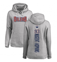 NHL Women's Adidas Edmonton Oilers #93 Ryan Nugent-Hopkins Ash Backer Pullover Hoodie