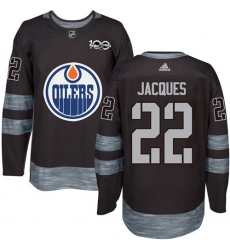 Men's Adidas Edmonton Oilers #22 Jean-Francois Jacques Authentic Black 1917-2017 100th Anniversary NHL Jersey