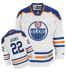 Youth Reebok Edmonton Oilers #22 Jean-Francois Jacques Authentic White Away NHL Jersey
