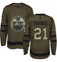 Youth Adidas Edmonton Oilers #21 Andrew Ference Authentic Green Salute to Service NHL Jersey