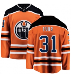 Youth Edmonton Oilers #31 Grant Fuhr Fanatics Branded Orange Home Breakaway NHL Jersey