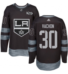 Men's Adidas Los Angeles Kings #30 Rogie Vachon Authentic Black 1917-2017 100th Anniversary NHL Jersey