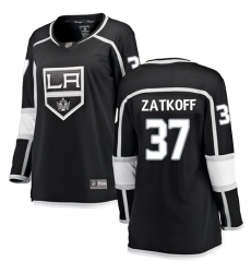 Women's Los Angeles Kings #37 Jeff Zatkoff Authentic Black Home Fanatics Branded Breakaway NHL Jersey