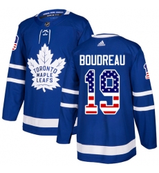 Youth Adidas Toronto Maple Leafs #19 Bruce Boudreau Authentic Royal Blue USA Flag Fashion NHL Jersey