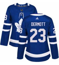 Women's Adidas Toronto Maple Leafs #23 Travis Dermott Authentic Royal Blue Home NHL Jersey