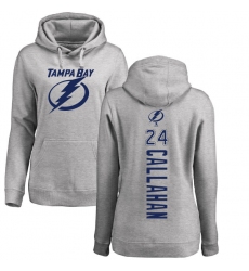 NHL Women's Adidas Tampa Bay Lightning #24 Ryan Callahan Ash Backer Pullover Hoodie