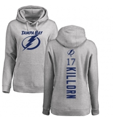 NHL Women's Adidas Tampa Bay Lightning #17 Alex Killorn Ash Backer Pullover Hoodie