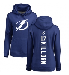 NHL Women's Adidas Tampa Bay Lightning #17 Alex Killorn Royal Blue Backer Pullover Hoodie