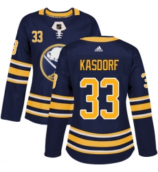 Women's Adidas Buffalo Sabres #33 Jason Kasdorf Authentic Navy Blue Home NHL Jersey