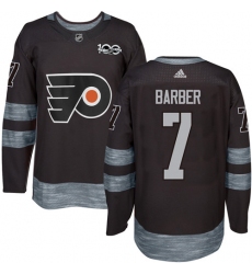 Men's Adidas Philadelphia Flyers #7 Bill Barber Authentic Black 1917-2017 100th Anniversary NHL Jersey