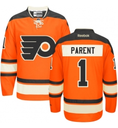 Women's Reebok Philadelphia Flyers #1 Bernie Parent Authentic Orange New Third NHL Jersey