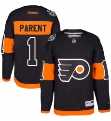Youth Reebok Philadelphia Flyers #1 Bernie Parent Premier Black 2017 Stadium Series NHL Jersey